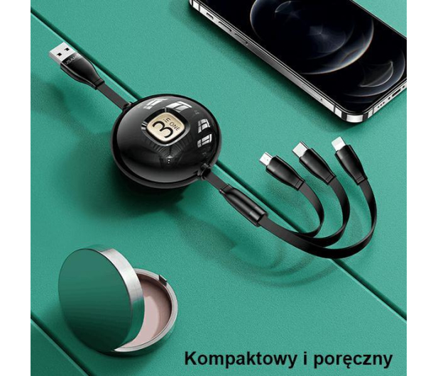 USAMS Kabel 3w1 1m niebieski/blue(lightning/microUSB/USB-C - 1569046 - zdjęcie 3